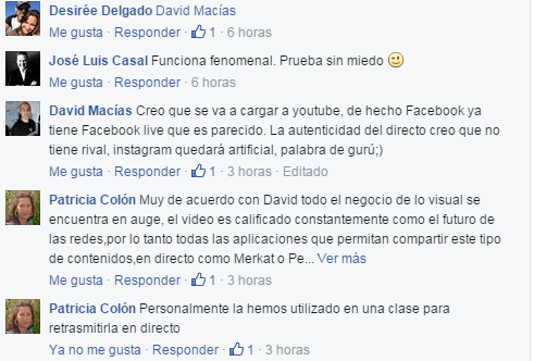 Comentarios Periscope Facebook